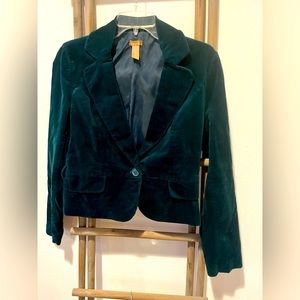 Vintage Y2K ✨Gadzooks Teal Velvet Blazer with Beaded Belt, Size Medium